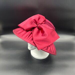 Vintage Formal Church Hat Big Bow  Donna Vinci Couture Cranberry Burgundy Y2K